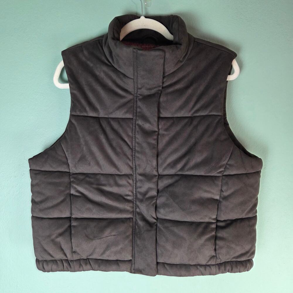 Ariat Womens Large Swirls Brown Faux Leather Quilted Vest Sleeveless Western